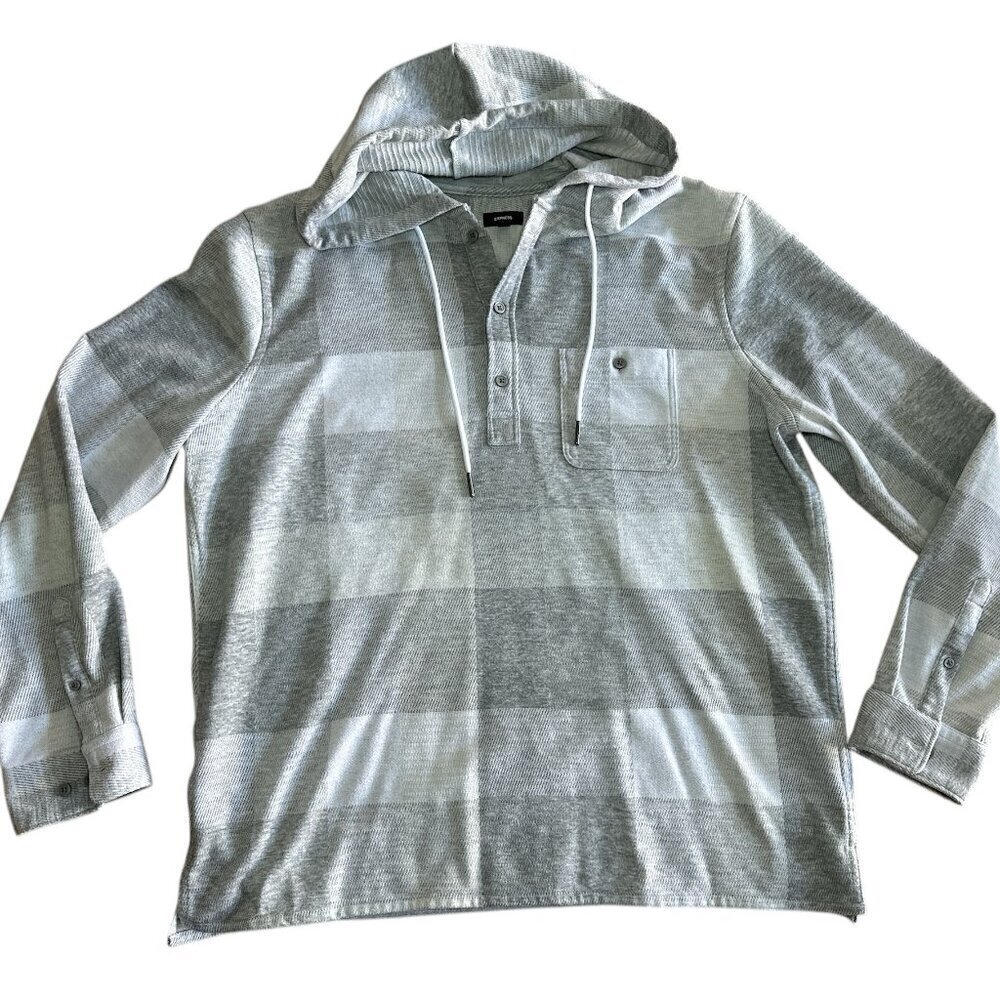 Express| Plaid Hooded‎ Popover Sweater Flannel | Size L